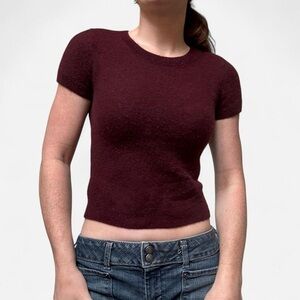 Quince burgundy cashmere baby tee